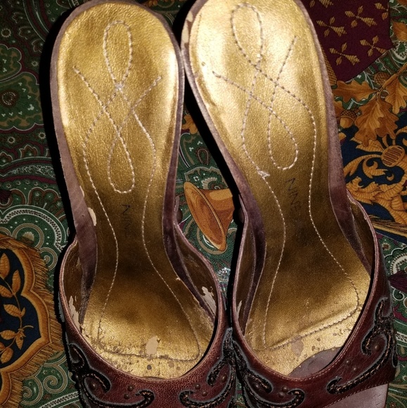 Nine West Embellished Brown Heeled Sandals - Picture 5 of 8